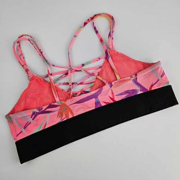 PINK Victoria's Secret Ultimate Unlined Pink Palm Leaf Floral Cage Sports Bra M - Picture 4 of 7